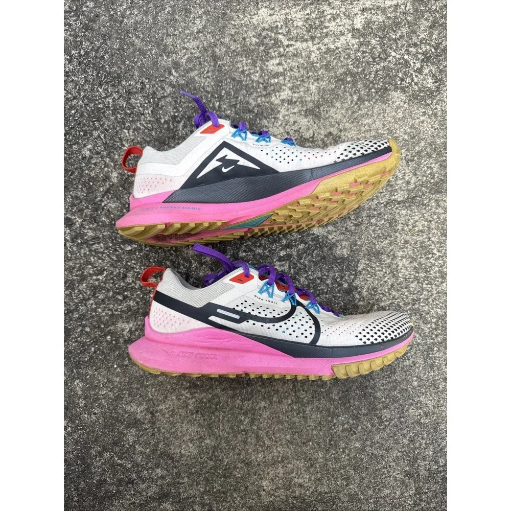 Nike React Pegasus Trail 4 Go Womens Size 9.5 Running Shoes Smoke Gray Pink - Picture 7 of 11